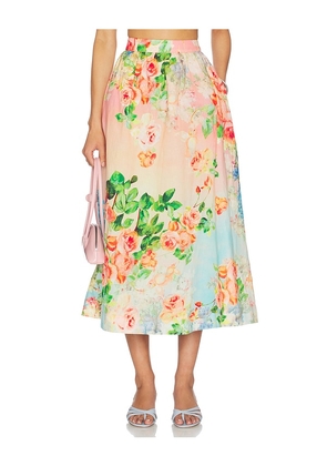 HEMANT AND NANDITA Midi Skirt in Blush,Blue. Size L. Also in M, S, XL, XS, XXS.