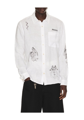 ALLSAINTS Terror Long Sleeve Shirt in White. Size L. Also in S, M, XL/1X.