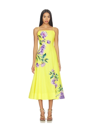 HEMANT AND NANDITA Paneled Midi Dress in Yellow. Size L. Also in M, S, XL, XS, XXS.
