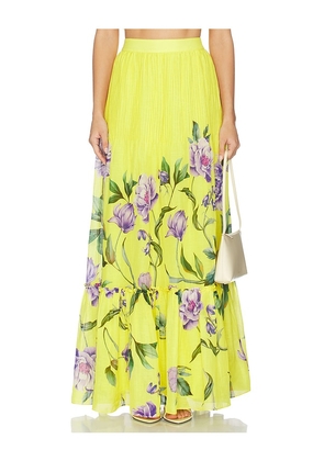HEMANT AND NANDITA Pintuck Maxi Skirt in Yellow. Size L. Also in M, S, XL, XS, XXS.