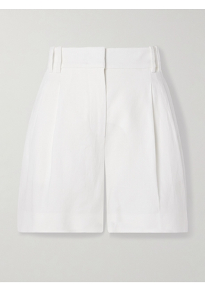 Another Tomorrow - Pleated Linen Shorts - White - IT36,IT38,IT40,IT42,IT44,IT46,IT48
