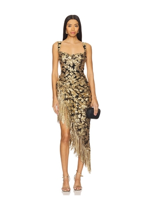 For Love & Lemons Anisa Asymmetrical Dress in Metallic Gold. Size M. Also in S.