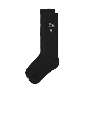 DRKSHDW by Rick Owens Pentagram Knee High Socks in Black. Size 2. Also in 1.
