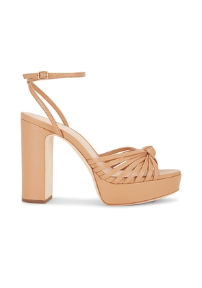 Loeffler Randall Rivka Leather Knot Platform Sandal in Tan. Size 10. Also in 8, 8.5, 9.5.
