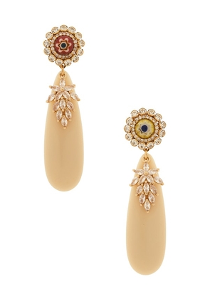 Anton Heunis Drop Earrings in Metallic Gold,Cream.