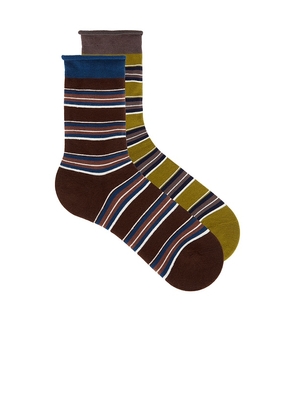 Casa Clara Poco Sock Set in Brown,Green.
