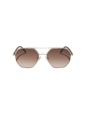 DIFF EYEWEAR X Jojo Fletcher Thin Metal Navigator Sunglasses in Brown.