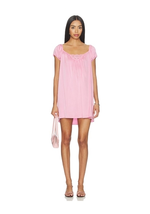 Frankies Bikinis Bo Silk Mini Dress in Pink. Size L. Also in M, S, XS, XXS.