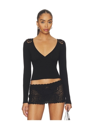 Frankies Bikinis Arlo Cloud Knit Long Sleeve Shirt in Black. Size L. Also in S, XXS, XS, M.