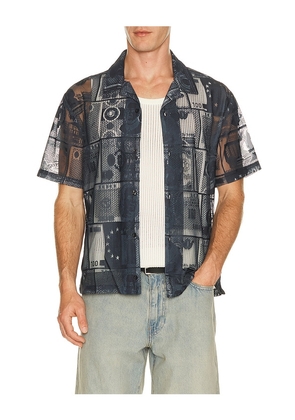 HUF Global Currency Lace Shirt in Black. Size L. Also in M, S, XL/1X.