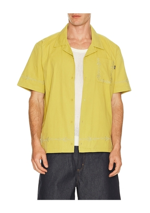 HUF Pinstripe Embroidered Resort Shirt in Green. Size L. Also in M, S, XL/1X.