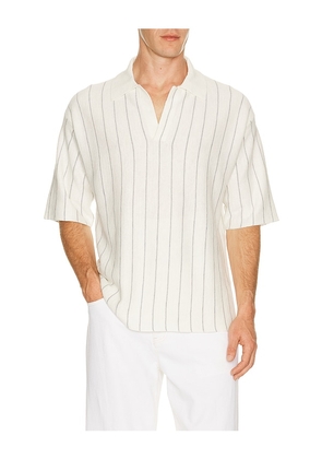 Helmut Lang Short Sleeve Stripe Polo. in White. Size L. Also in S, M.