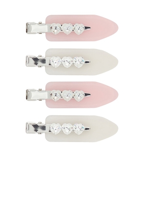 Emi Jay Popstar Clip Set Of 4 in Pink, White.