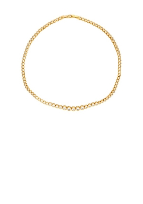 Alexa Leigh Bezel Tennis Necklace in Metallic Gold.