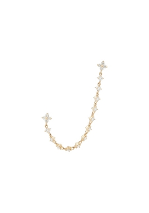 EF COLLECTION Diamond Fleur Double Stud Earring in Metallic Gold.