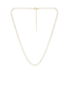 By Adina Eden Cz Baguette All Around Tennis Necklace in Metallic Gold.