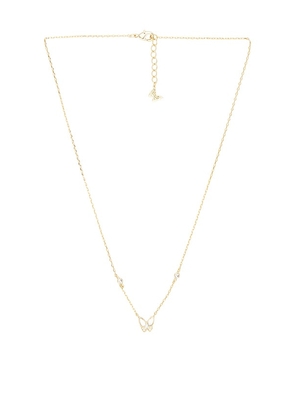 By Adina Eden Cz & Mop Butterfly Accent Necklace in White,Metallic Gold.