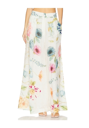 LA FUORI Blossom Belle Flared Pants in Beige. Size L. Also in S, M.