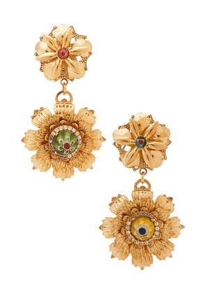 Anton Heunis Flower Drop Earrings in Metallic Gold.