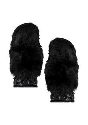 Goldbergh Hill Faux Fur Mittens in Black. Size 7. Also in 6.5, 7.5.