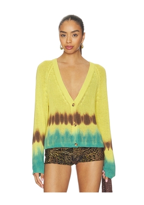 LNA Geena Tye Dye Cardigan in Yellow. Size L. Also in S, XS, M.