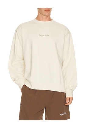 Museum of Peace and Quiet Wordmark Lightweight Sweater in Cream. Size L. Also in XS, S, M, XL/1X.