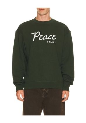 Museum of Peace and Quiet Diner Crewneck in Green. Size L. Also in XS, S, M, XL/1X.