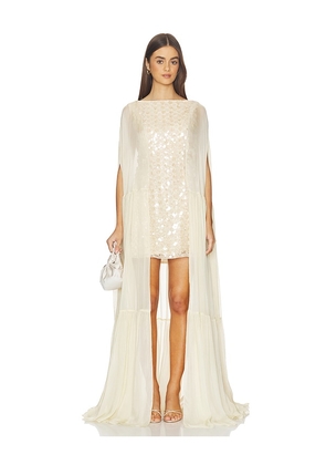 LA FUORI Moonlit Floral Tulle Dress in Cream. Size L. Also in M, S, XL, XS.