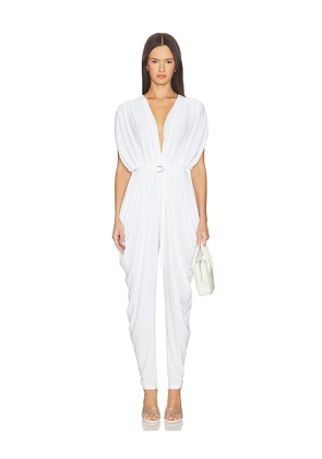 Norma Kamali Square Sleeve Waterfall Jumpsuit in White. Size M. Also in XS, S.