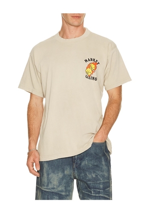 Market Flaming Dice T-Shirt in Cream. Size L. Also in S, M, XL/1X.