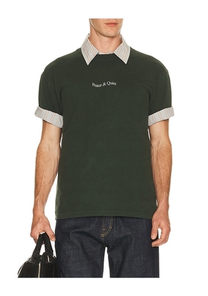 Museum of Peace and Quiet Wordmark T-Shirt in Green. Size L. Also in XS, S, M, XL/1X.