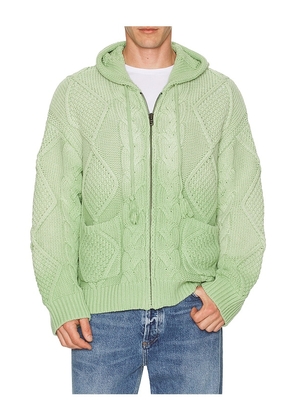 Found Found Zip Up Cable Knit Hoodie in Green. Size L. Also in M, XL/1X, S.