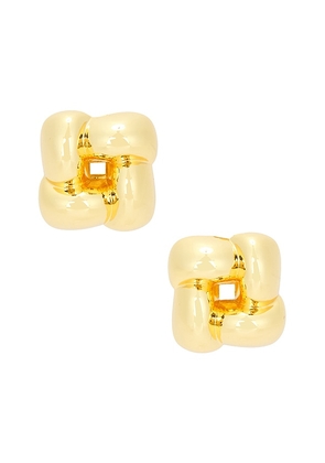 Jenny Bird Small Woven Square Earrings in Metallic Gold.