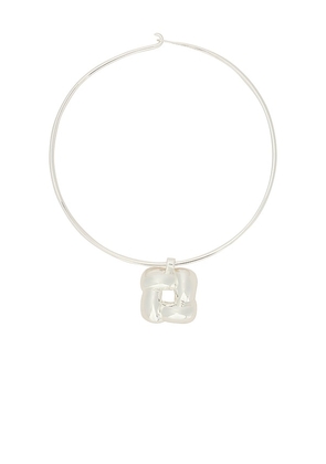 Jenny Bird Woven Square Collar Necklace in Metallic Silver.