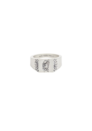 Serge de Nimes Cherub Ring in Metallic Silver. Size 9. Also in 8, 10 1/2, 11 1/2.