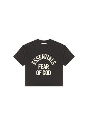 Fear of God ESSENTIALS Kids Campus 90's Short Sleeve Tee in Black. Size 2/3. Also in 4/5, 6/7.