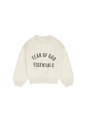 Fear of God ESSENTIALS Kids Classic Crewneck Sweatshirt in Grey. Size 2/3. Also in 4/5, 6/7.