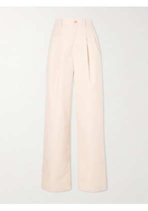 WARDROBE.NYC - Pleated Cotton-blend Wide-leg Pants - Pink - xx small,x small,small,medium,large