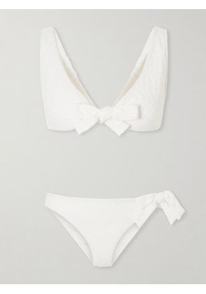Lisa Marie Fernandez - Bow Floral-jacquard Bikini - White - 1,2,3,4