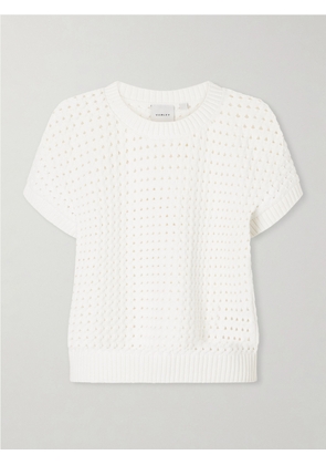 Varley - Denny Open-knit Cotton-blend T-shirt - White - x small,small,medium,large,x large