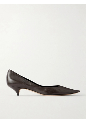 The Row - Liisa Leather Kitten Pumps - Brown - IT36,IT36.5,IT37,IT37.5,IT38,IT38.5,IT39,IT39.5,IT40,IT40.5,IT41,IT42