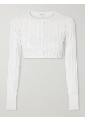 Alaïa - Cropped Ribbed-knit Cardigan - White - FR 34,FR 36,FR 38,FR 40,FR 42,FR 44
