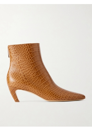 Gabriela Hearst - Clayton 50 Croc-effect Leather Ankle Boots - Brown - IT36,IT36.5,IT37,IT37.5,IT38,IT38.5,IT39,IT39.5,IT40,IT40.5,IT41,IT41.5,IT42