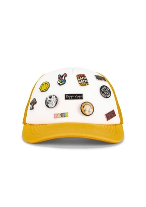 Happy Caps Pin Trucker Hat in Yellow.