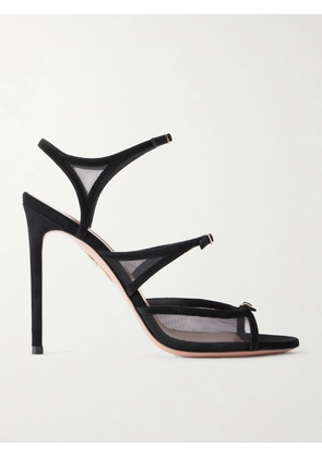 Aquazzura - Jalila 105 Suede And Mesh Sandals - Black - IT35,IT36,IT36.5,IT37,IT37.5,IT38,IT38.5,IT39,IT39.5,IT40,IT40.5,IT41,IT41.5,IT42