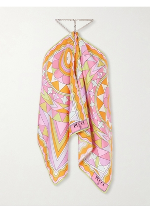 PUCCI - Printed Silk-twill Halterneck Top - Pink - One size