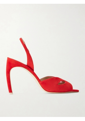 Victoria Beckham - Harlow Mask Suede Sandals - Red - IT36,IT37,IT38,IT39,IT40,IT41