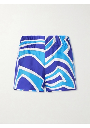 PUCCI - Printed Silk-twill Shorts - Blue - IT38,IT40,IT42,IT44,IT46,IT48