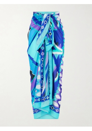 PUCCI - Printed Cotton-voile Pareo - Blue - One size