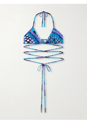 PUCCI - Printed Triangle Bikini Top - Blue - x small,small,medium,large,x large
